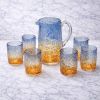 set bicchieri N 6 + caraffa  decoro ghiaccio bicolore